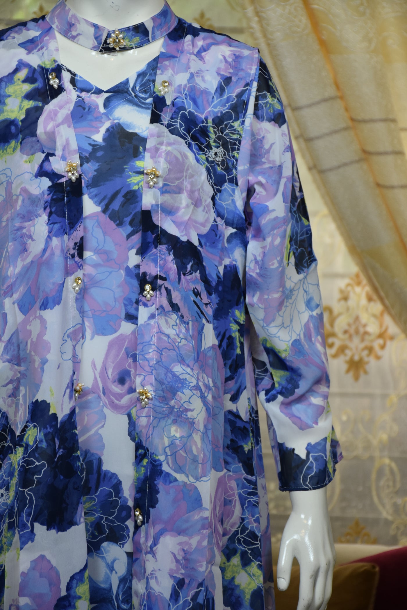 Front open 3 pc Chiffon Gown dress