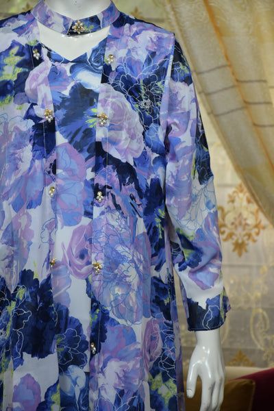 Front open 3 pc Chiffon Gown dress