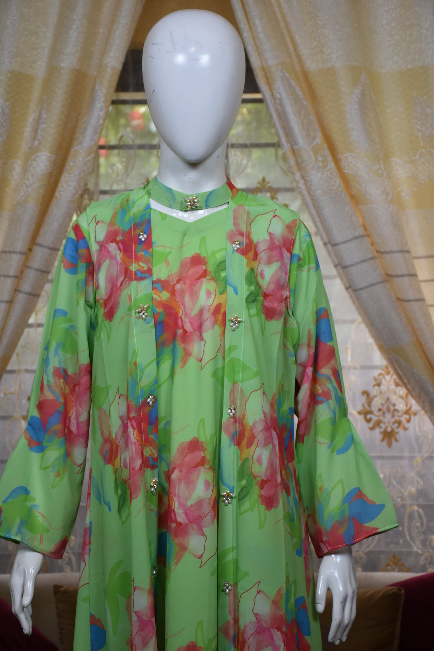 Front open 3 pc Chiffon Gown dress