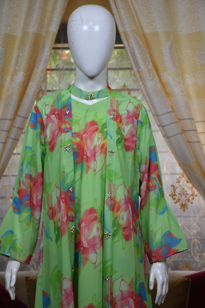 Front open 3 pc Chiffon Gown dress