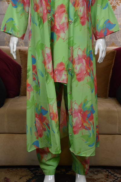 Front open 3 pc Chiffon Gown dress