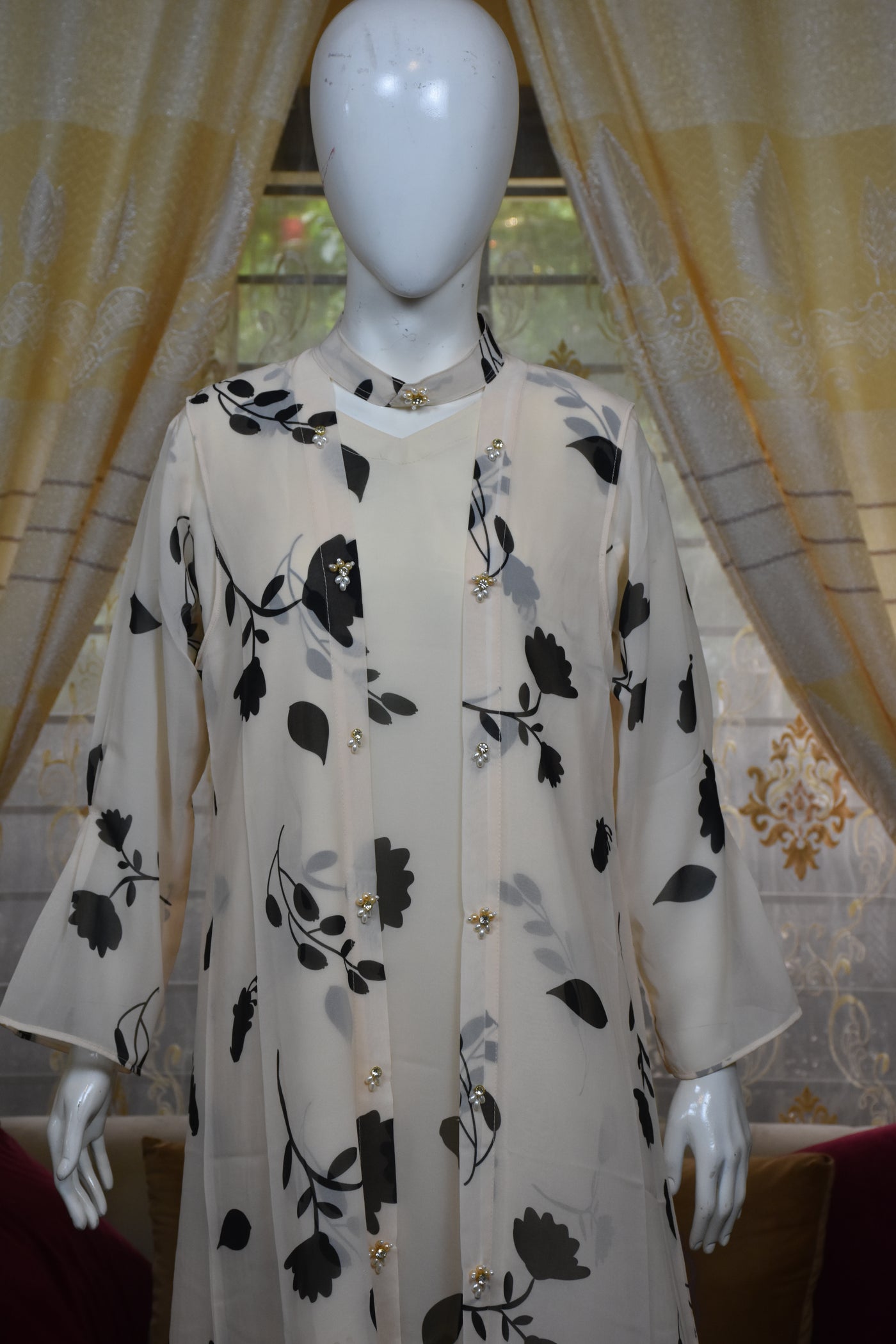 Front open 3 pc Chiffon Gown dress