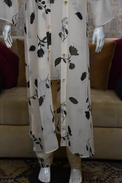 Front open 3 pc Chiffon Gown dress