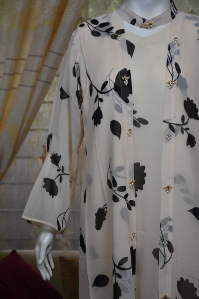 Front open 3 pc Chiffon Gown dress