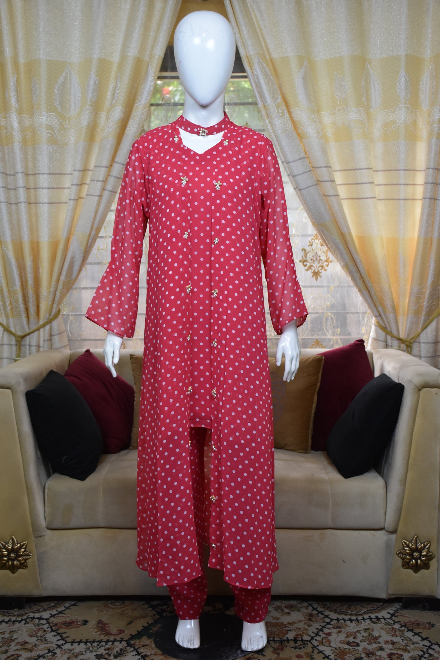 Front open 3 pc Chiffon Gown dress