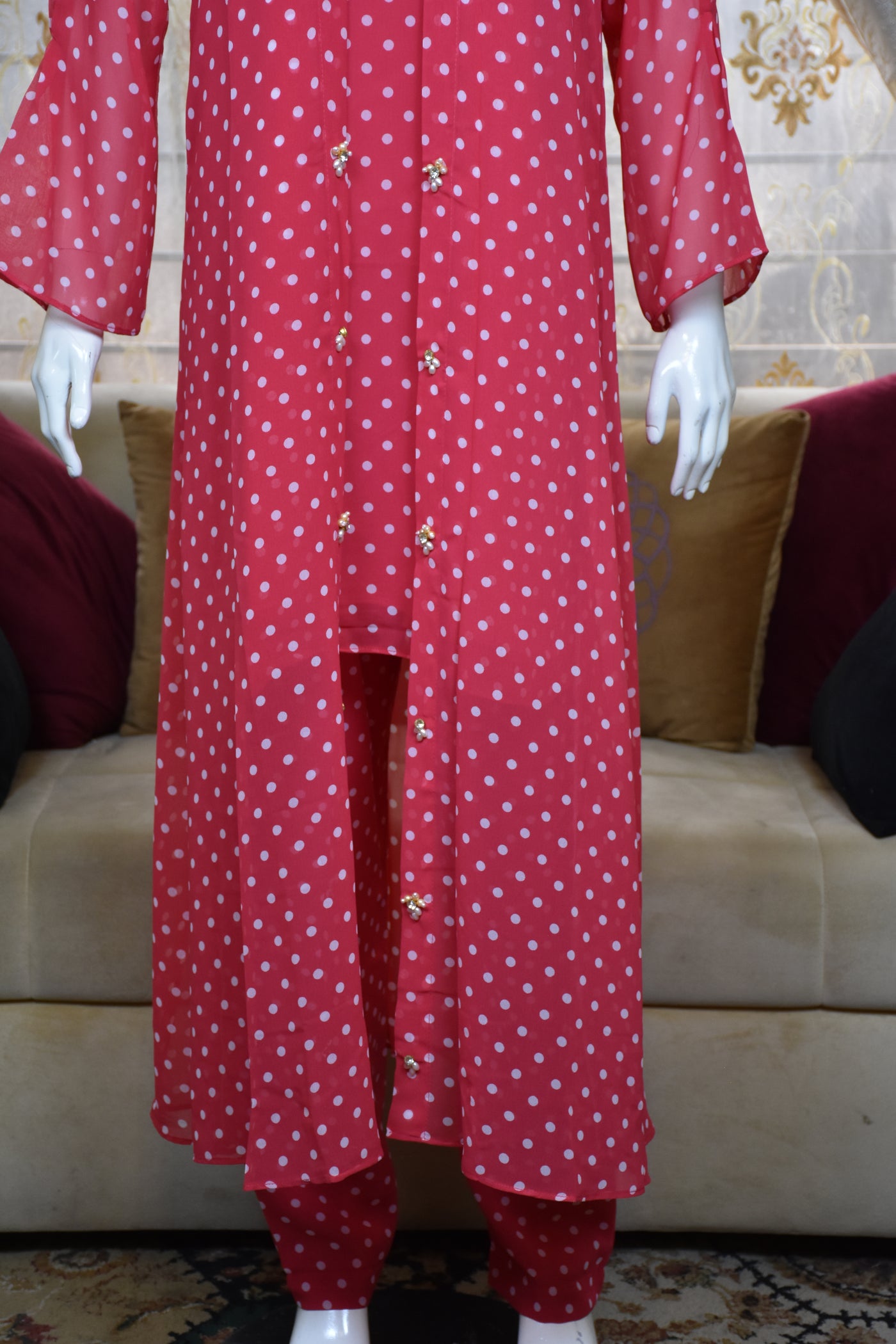 Front open 3 pc Chiffon Gown dress