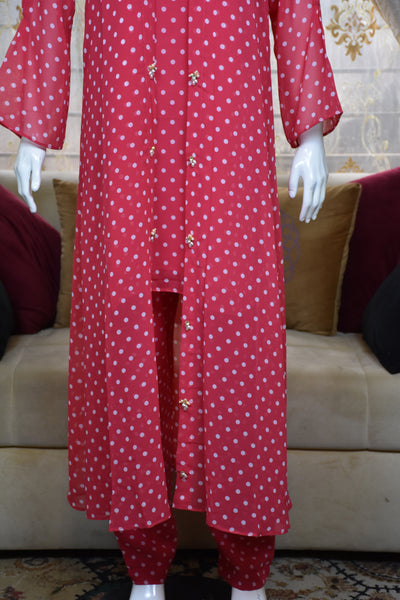 Front open 3 pc Chiffon Gown dress