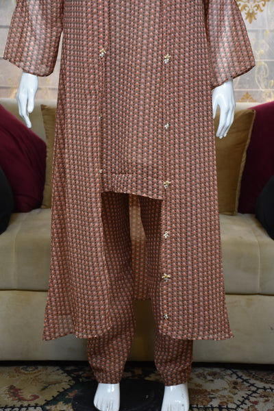 Front open 3 pc Chiffon Gown dress