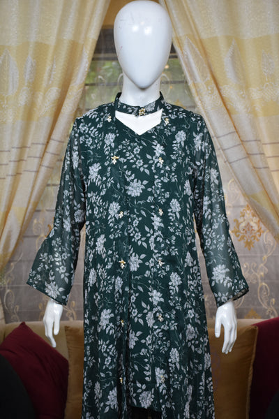 Front open 3 pc Chiffon Gown dress