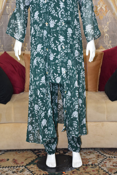 Front open 3 pc Chiffon Gown dress