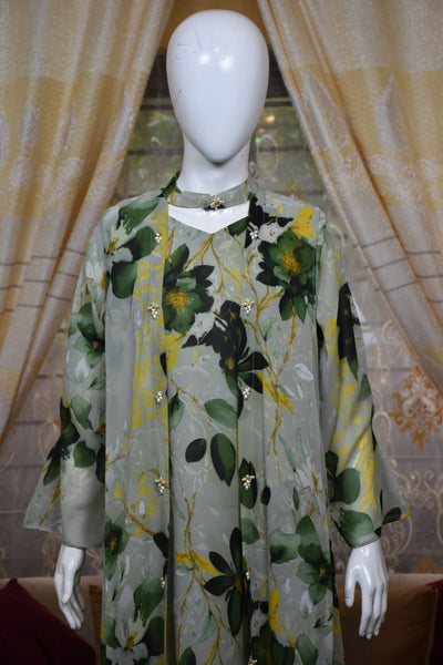 Front open 3 pc Chiffon Gown dress