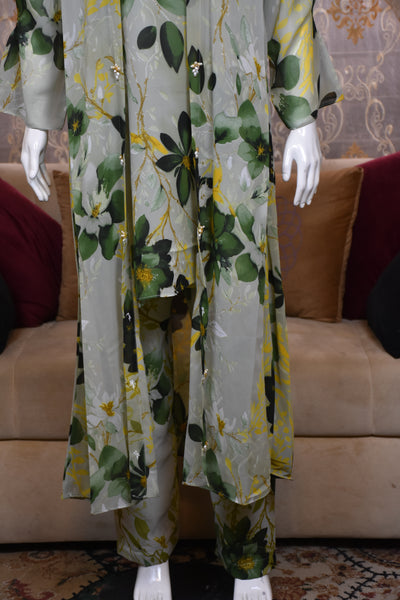 Front open 3 pc Chiffon Gown dress