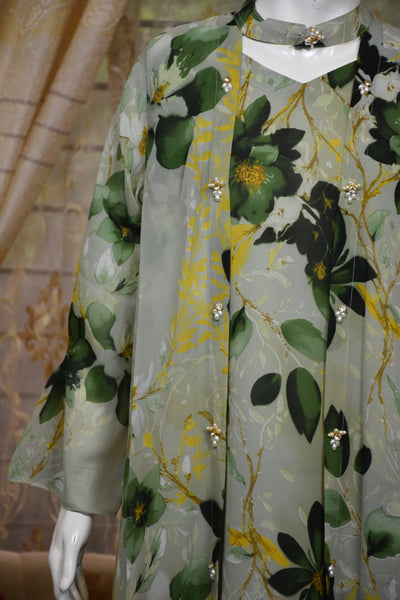 Front open 3 pc Chiffon Gown dress