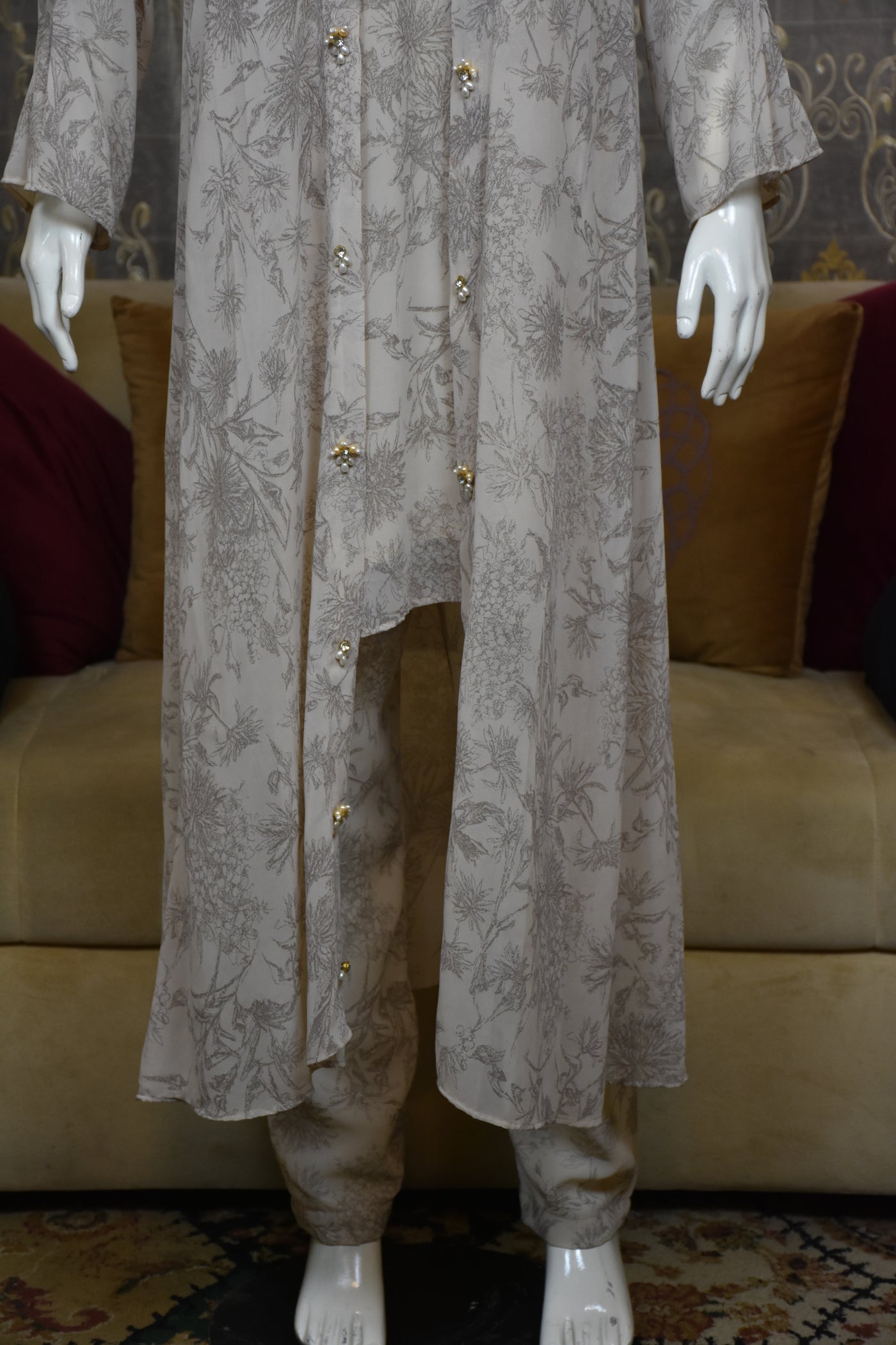Front open 3 pc Chiffon Gown dress