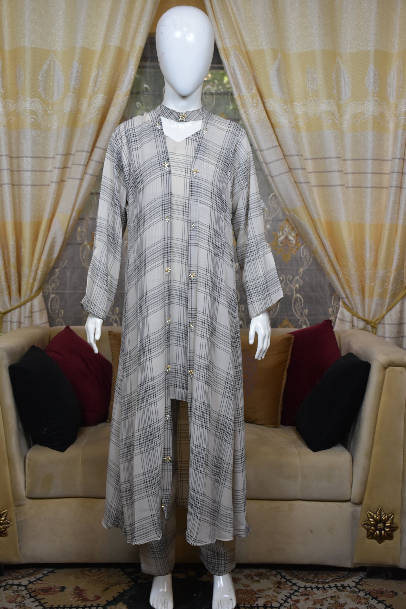 Front open 3 pc Chiffon Gown dress