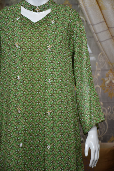 Front open 3 pc Chiffon Gown dress