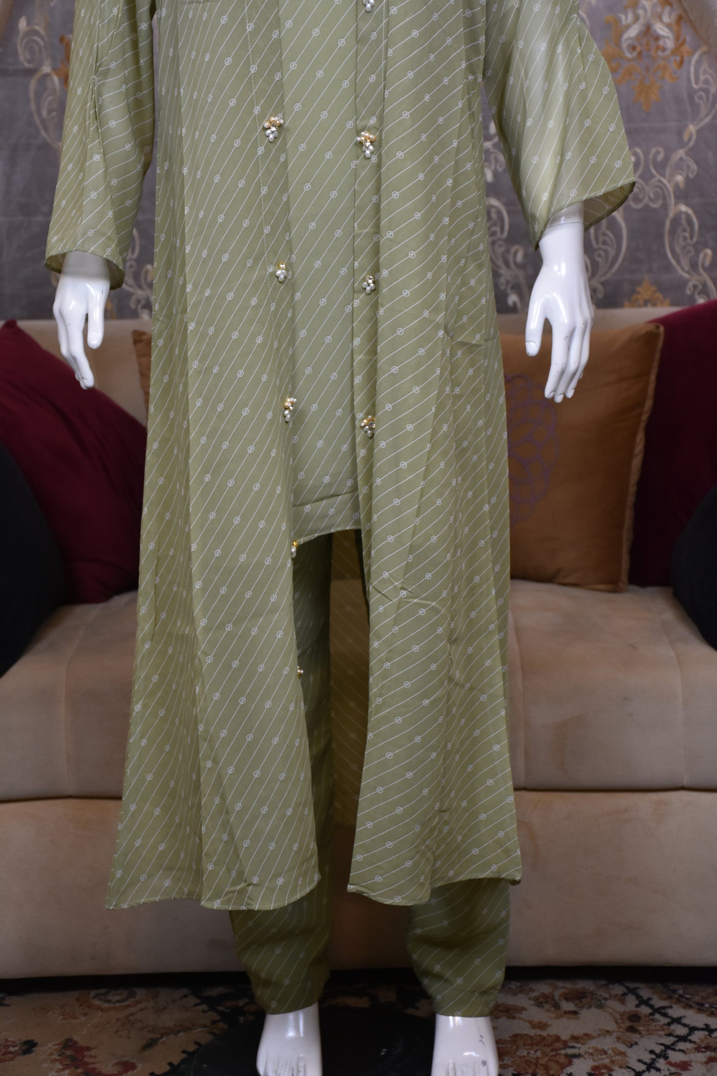 Front open 3 pc Chiffon Gown dress