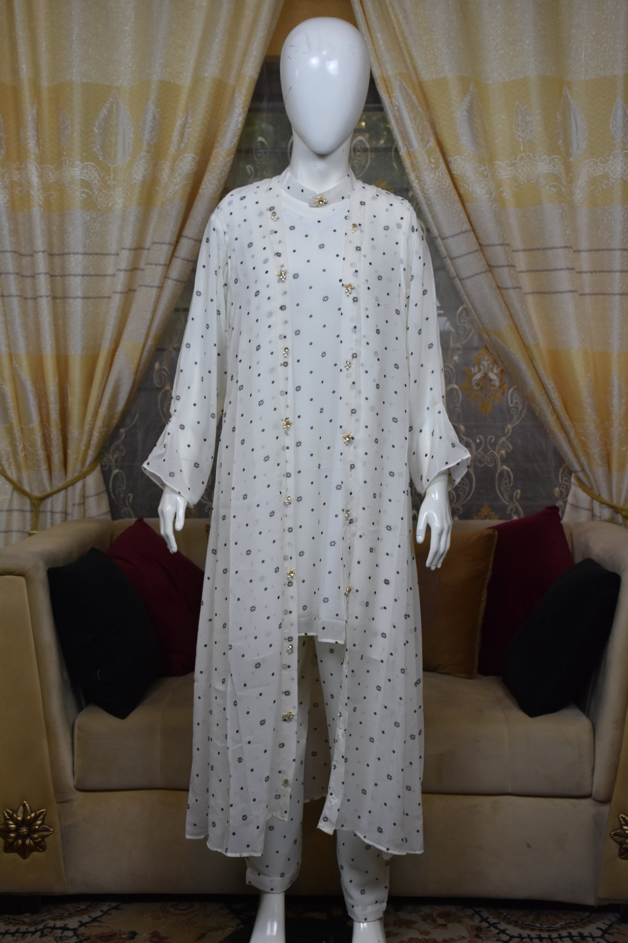 Front open 3 pc Chiffon Gown dress