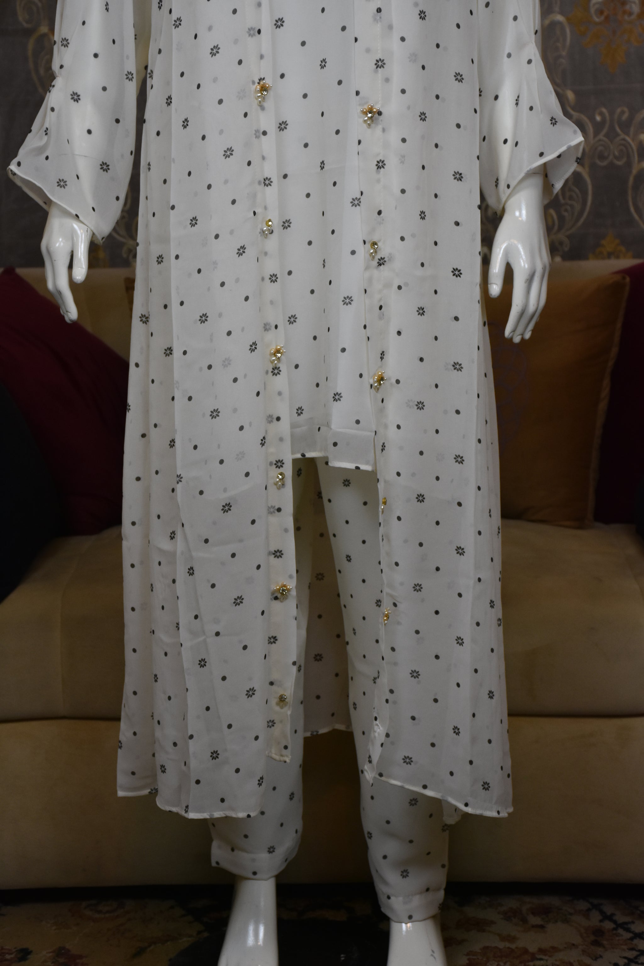 Front open 3 pc Chiffon Gown dress