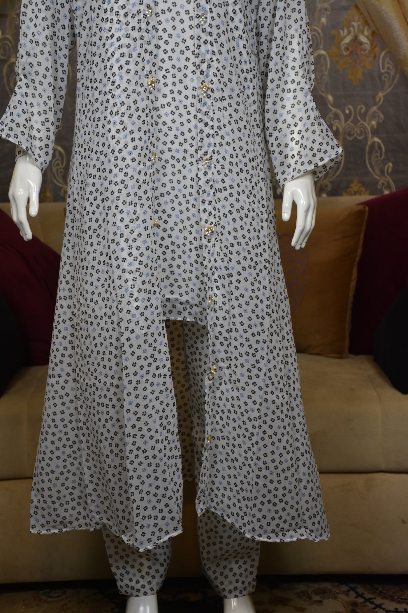 Front open 3 pc Chiffon Gown dress