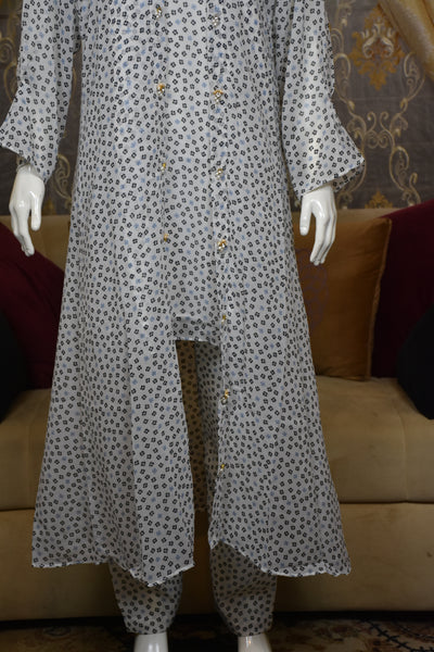 Front open 3 pc Chiffon Gown dress