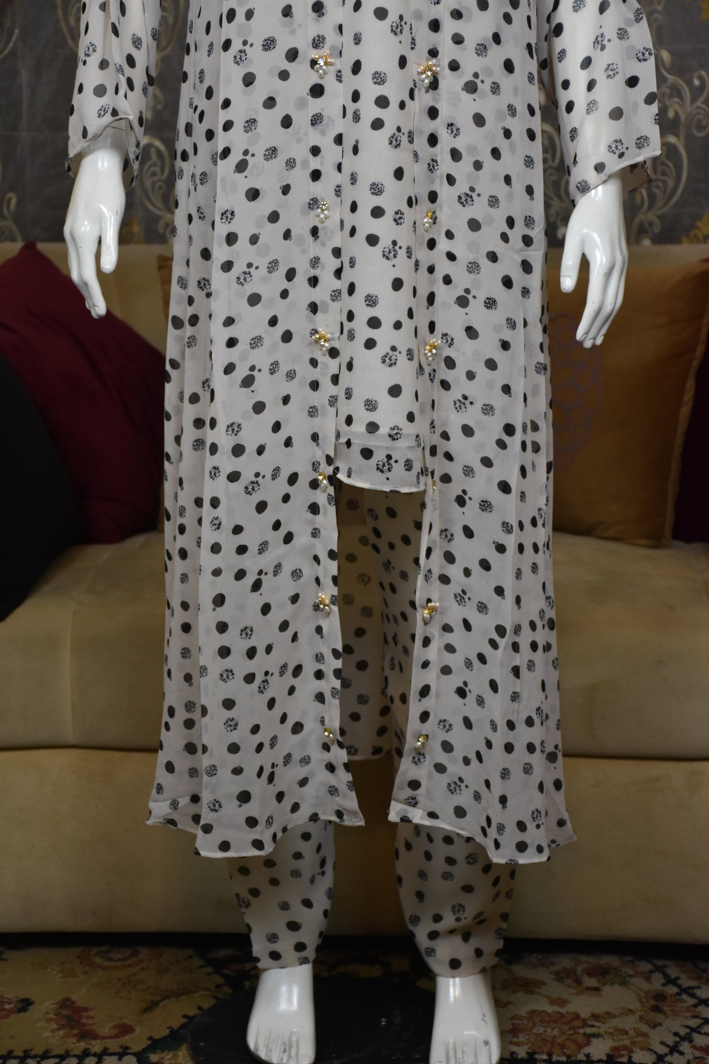 Front open 3 pc Chiffon Gown dress