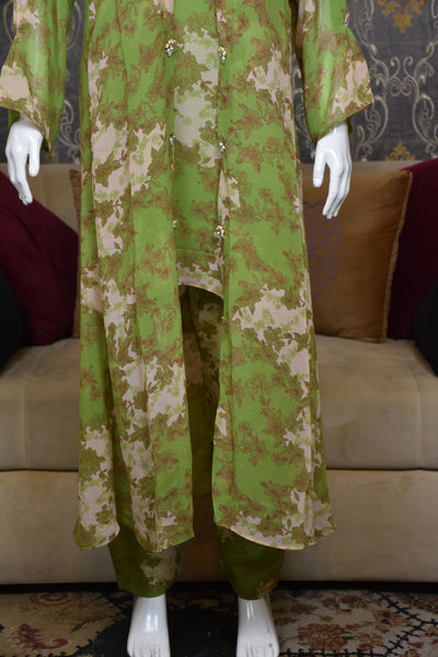 Front open 3 pc Chiffon Gown dress