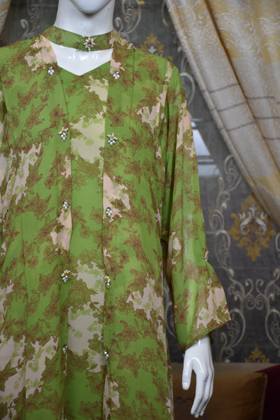 Front open 3 pc Chiffon Gown dress
