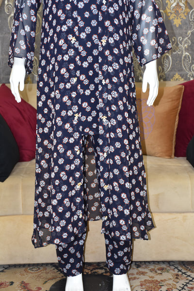 Front open 3 pc Chiffon Gown dress