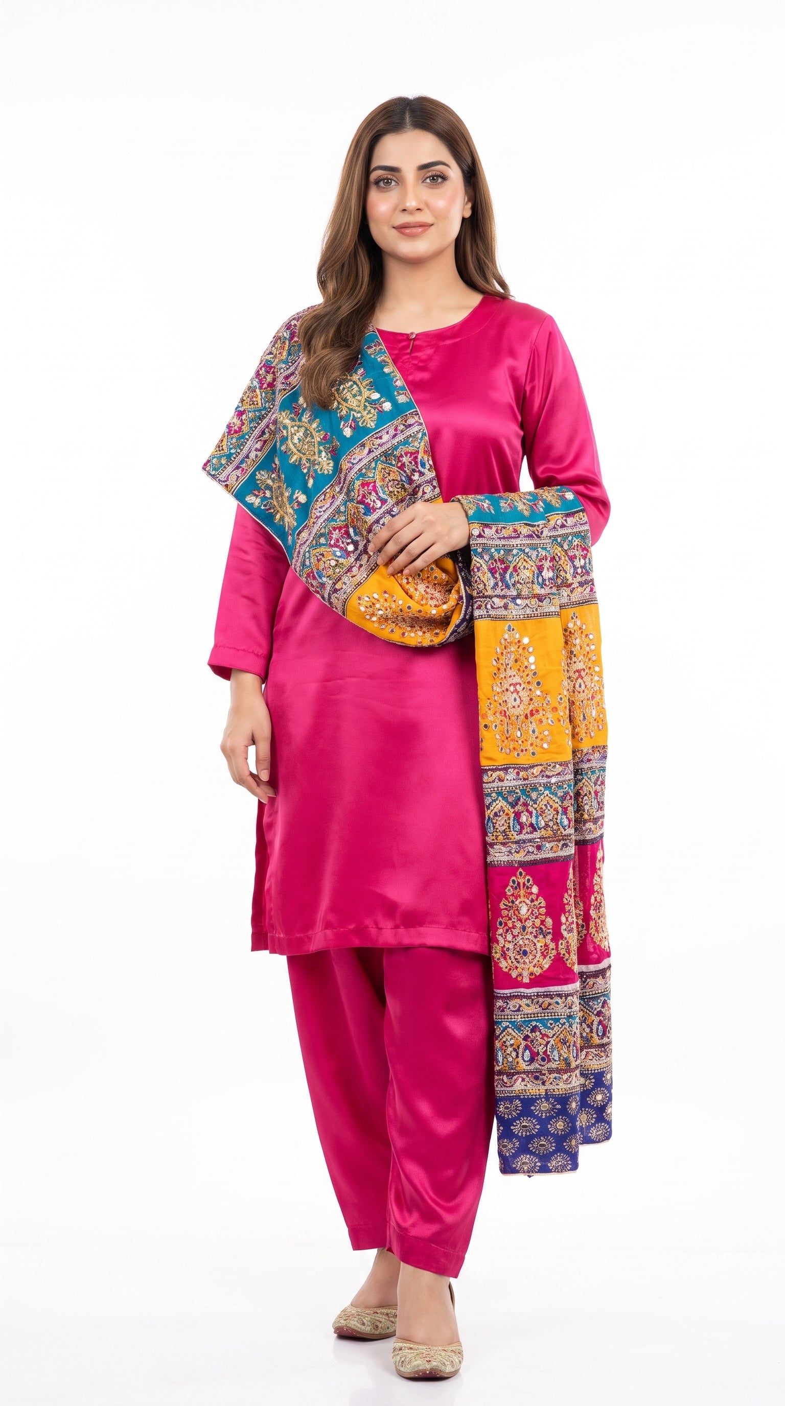 3 pc plain silk dress