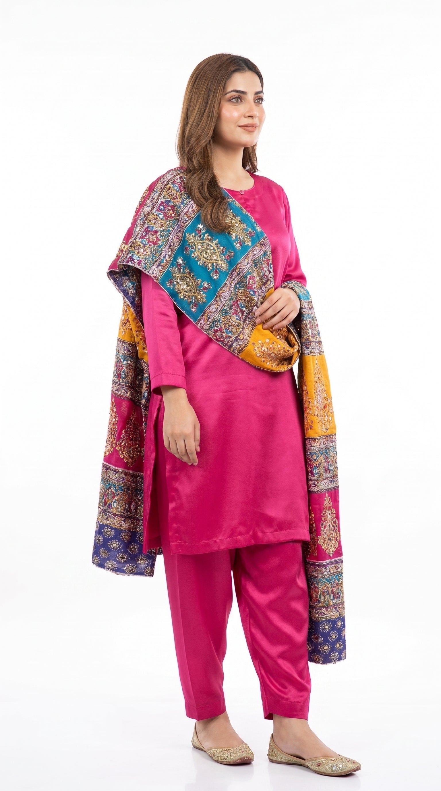3 pc plain silk dress