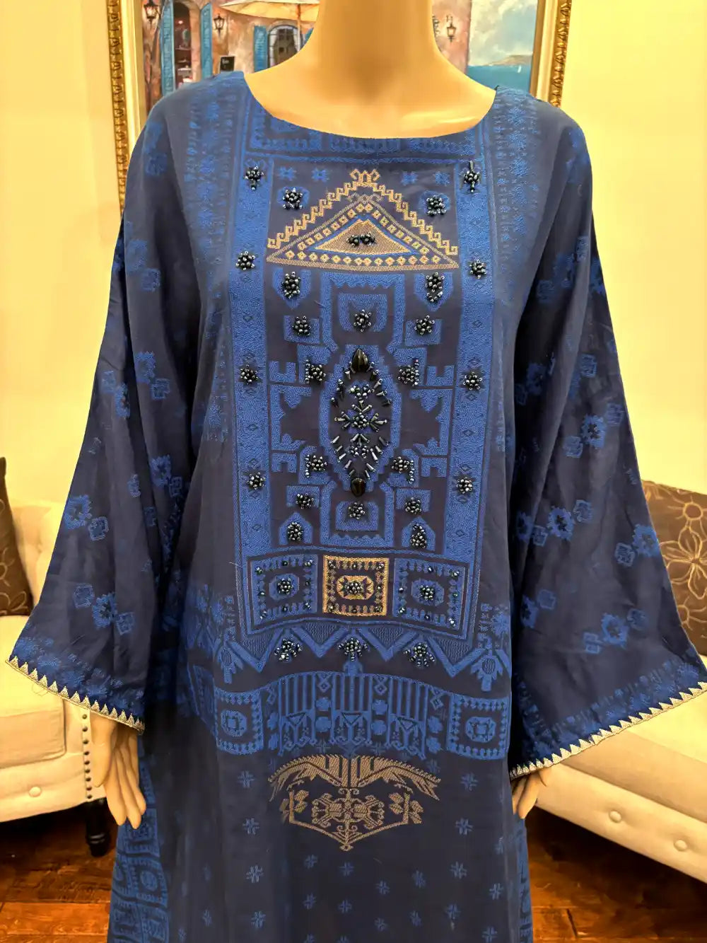 3PC Embroidered Khadi Shirt With Refined Embroidery