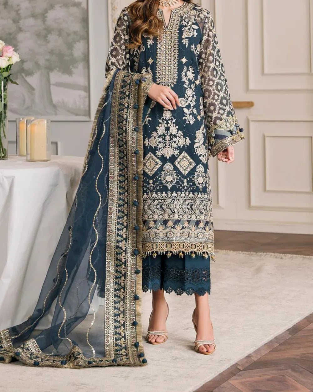 Chantelle Embroidered Luxury Chiffon 3Pc Suit