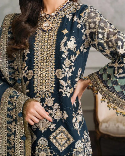 Chantelle Embroidered Luxury Chiffon 3Pc Suit