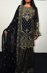 Chiffon Gharara dress with embroidery and Sitara work