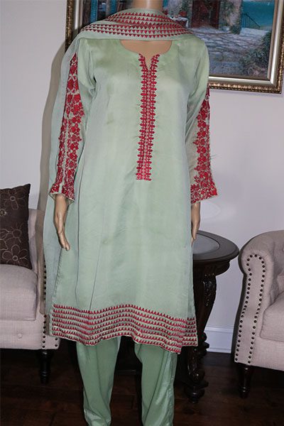 3pc Women Party Wear Green
