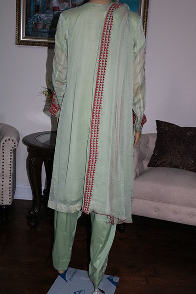 3pc Women Party Wear Green