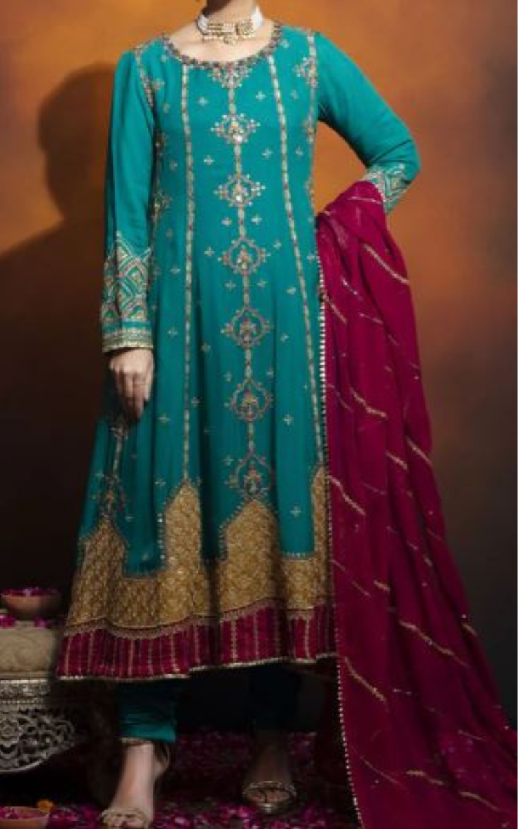 Frock style chiffon embroidery dress