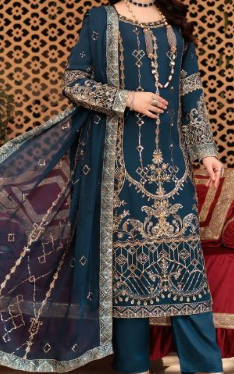 3 Pcs chiffon embroidered dress