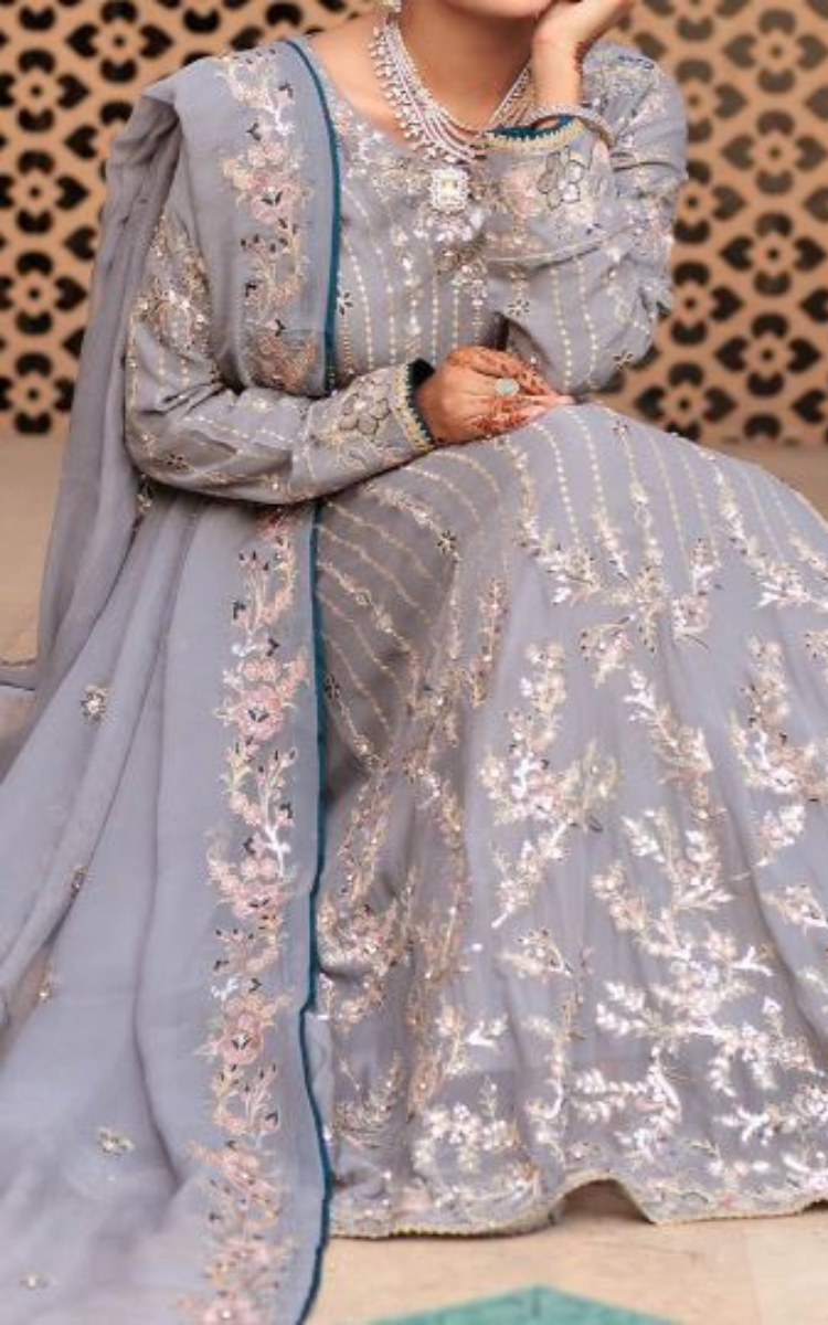 3 Pcs chiffon embroidered dress