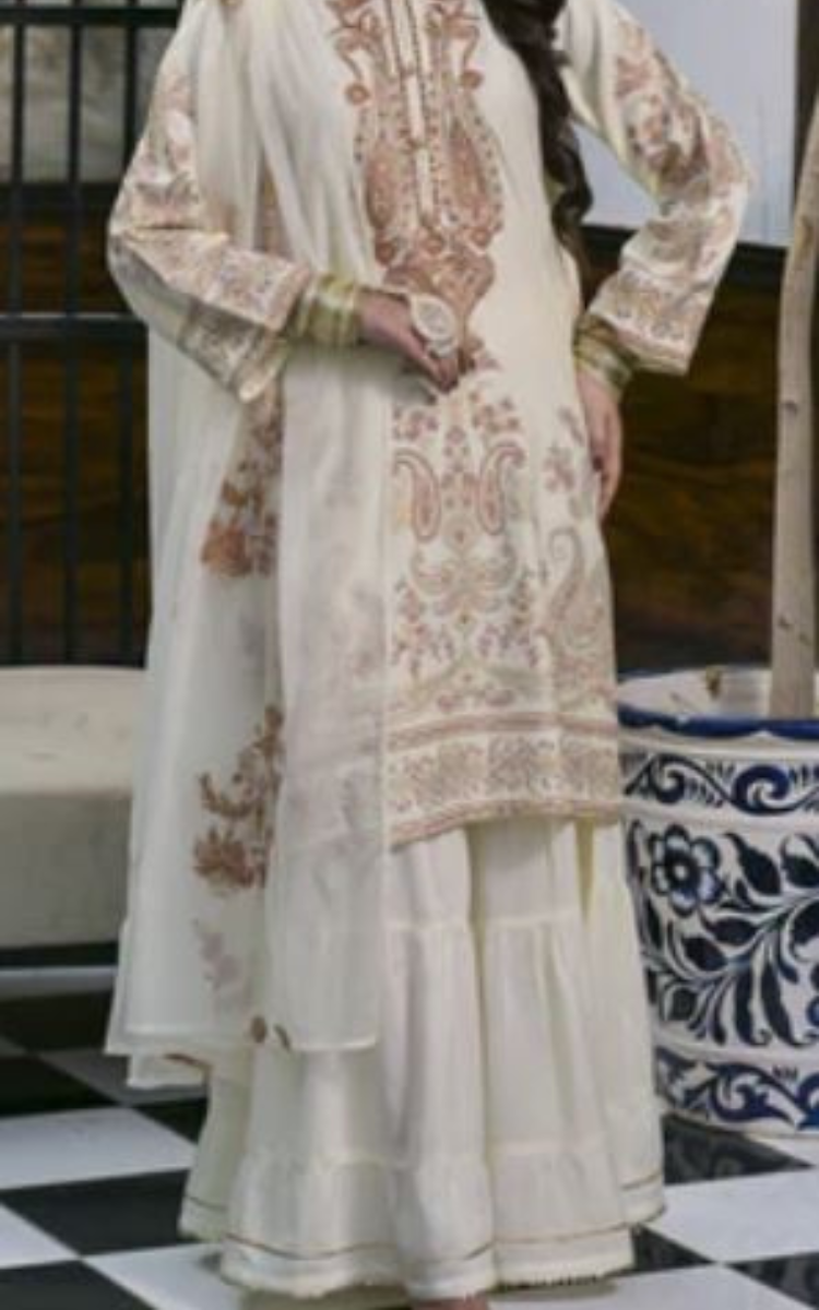 3 pcs Viscose Embroidered Dress