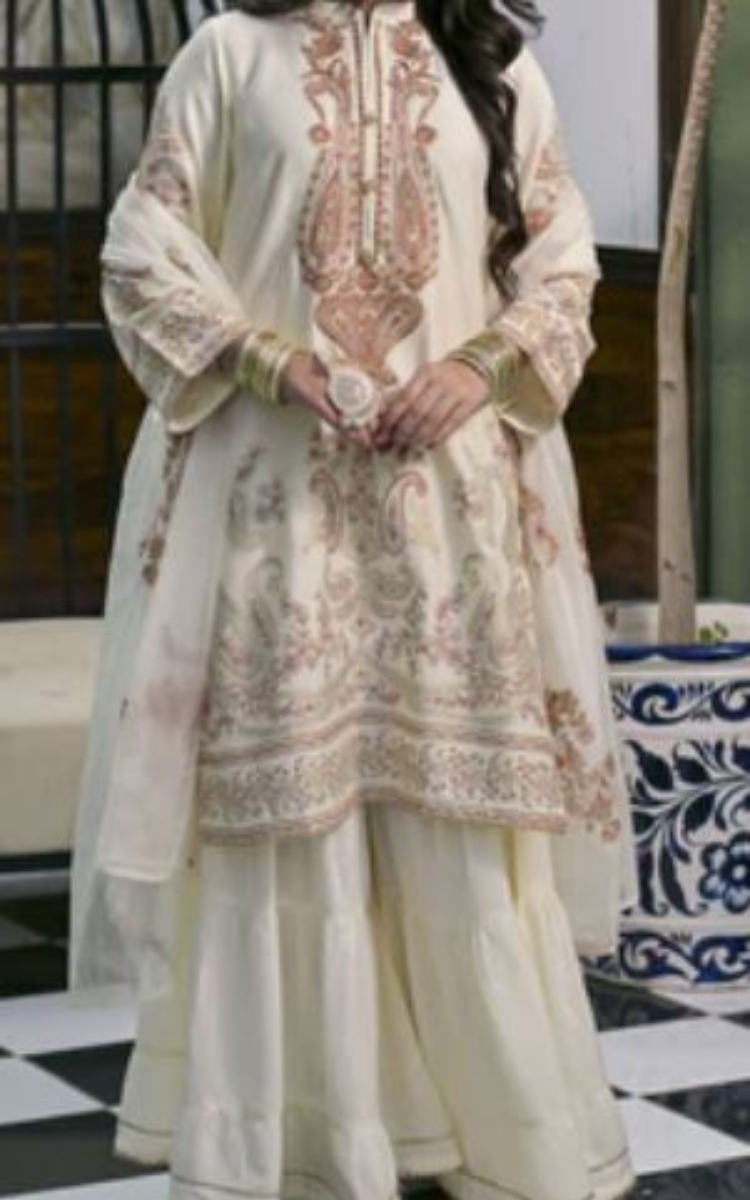 3 pcs Viscose Embroidered Dress