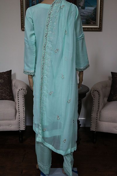 3pc Women Party Wear Agha Noor Sea Green