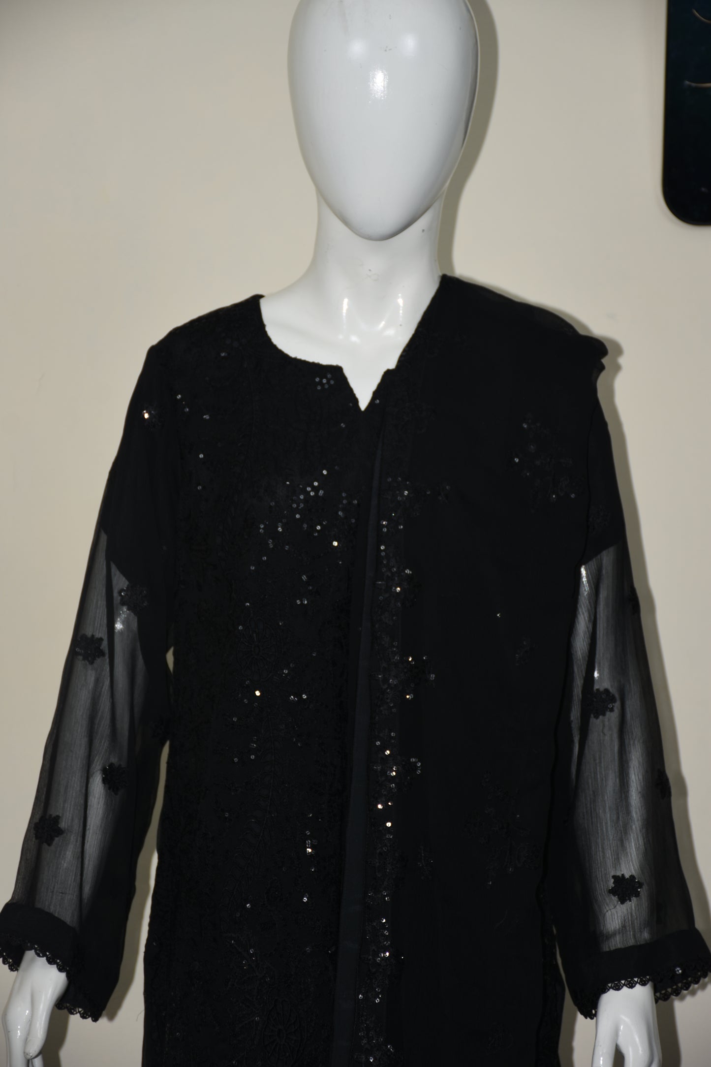 3 pcs chiffon with tilla and cut work