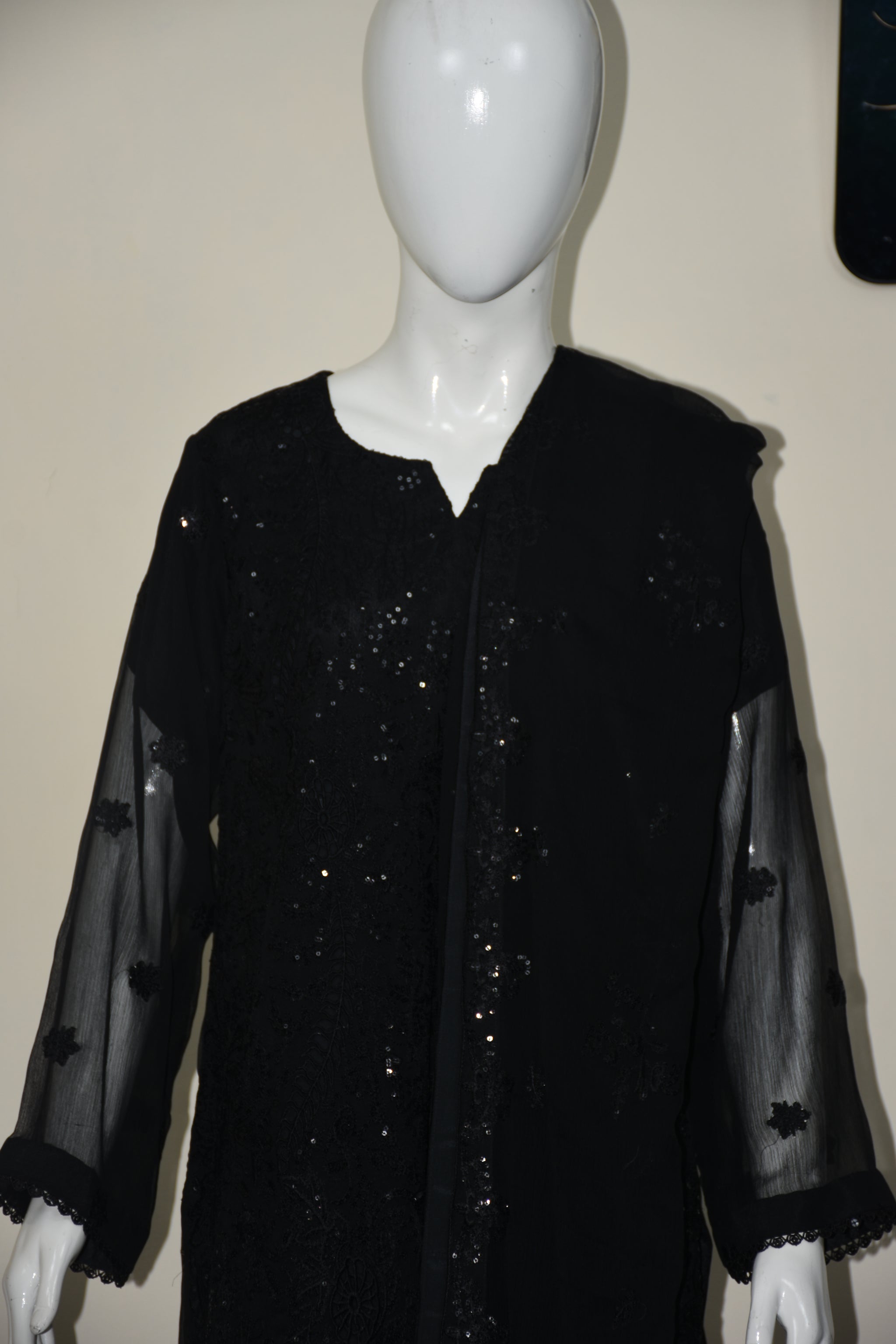 3 pcs chiffon with tilla and cut work