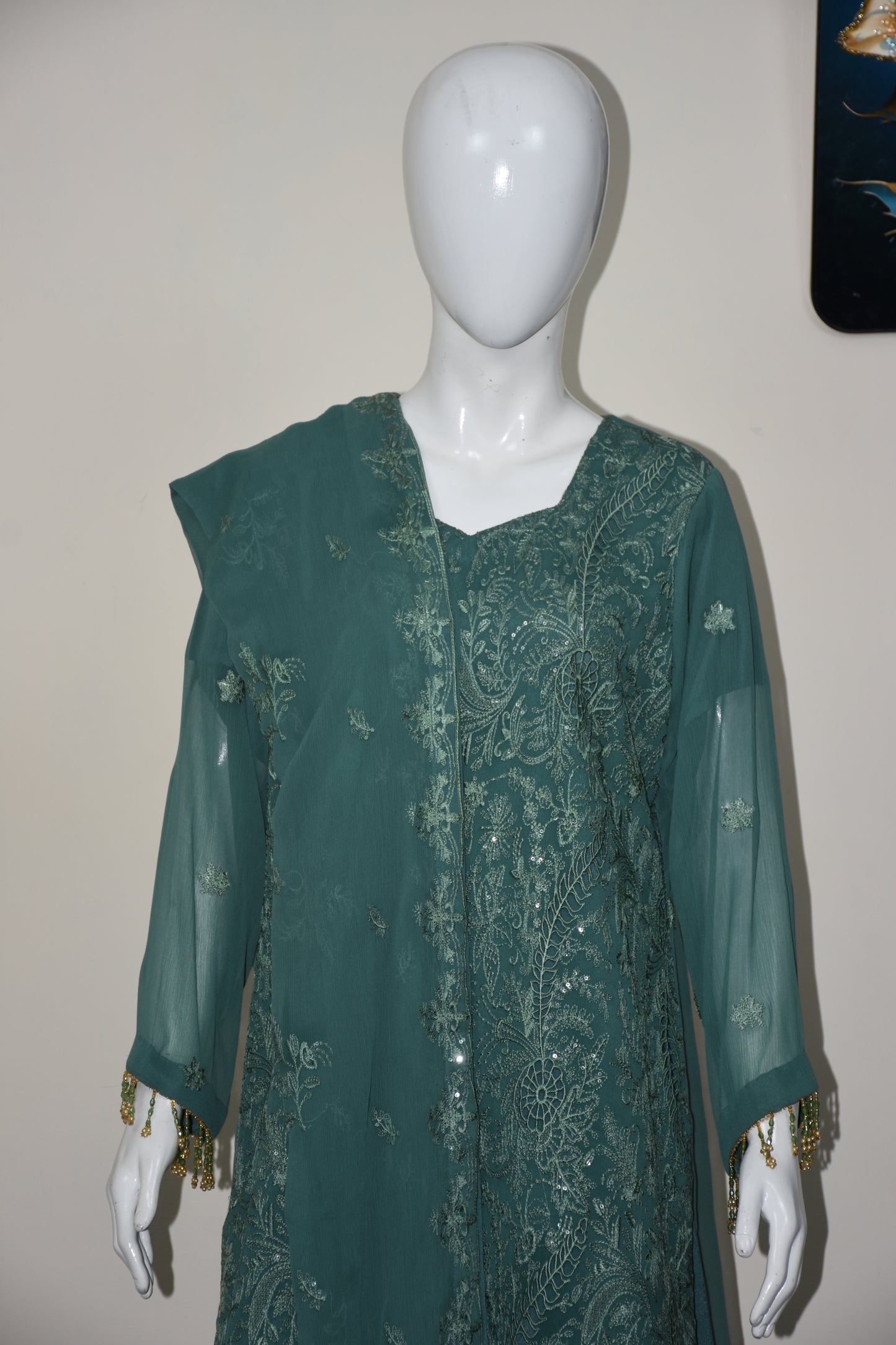 3 pcs chiffon with tilla and cut work