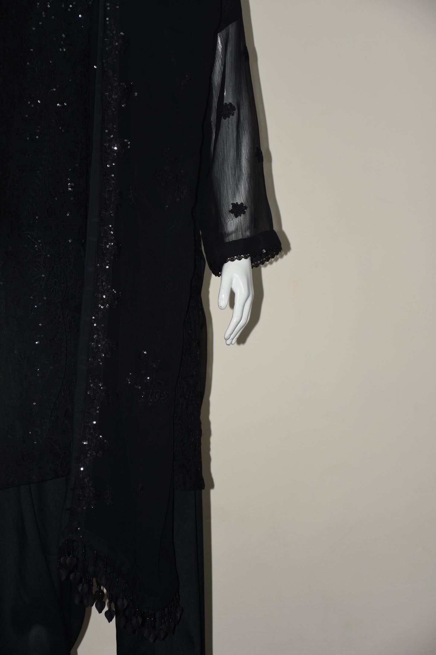 3 pcs chiffon with tilla and cut work