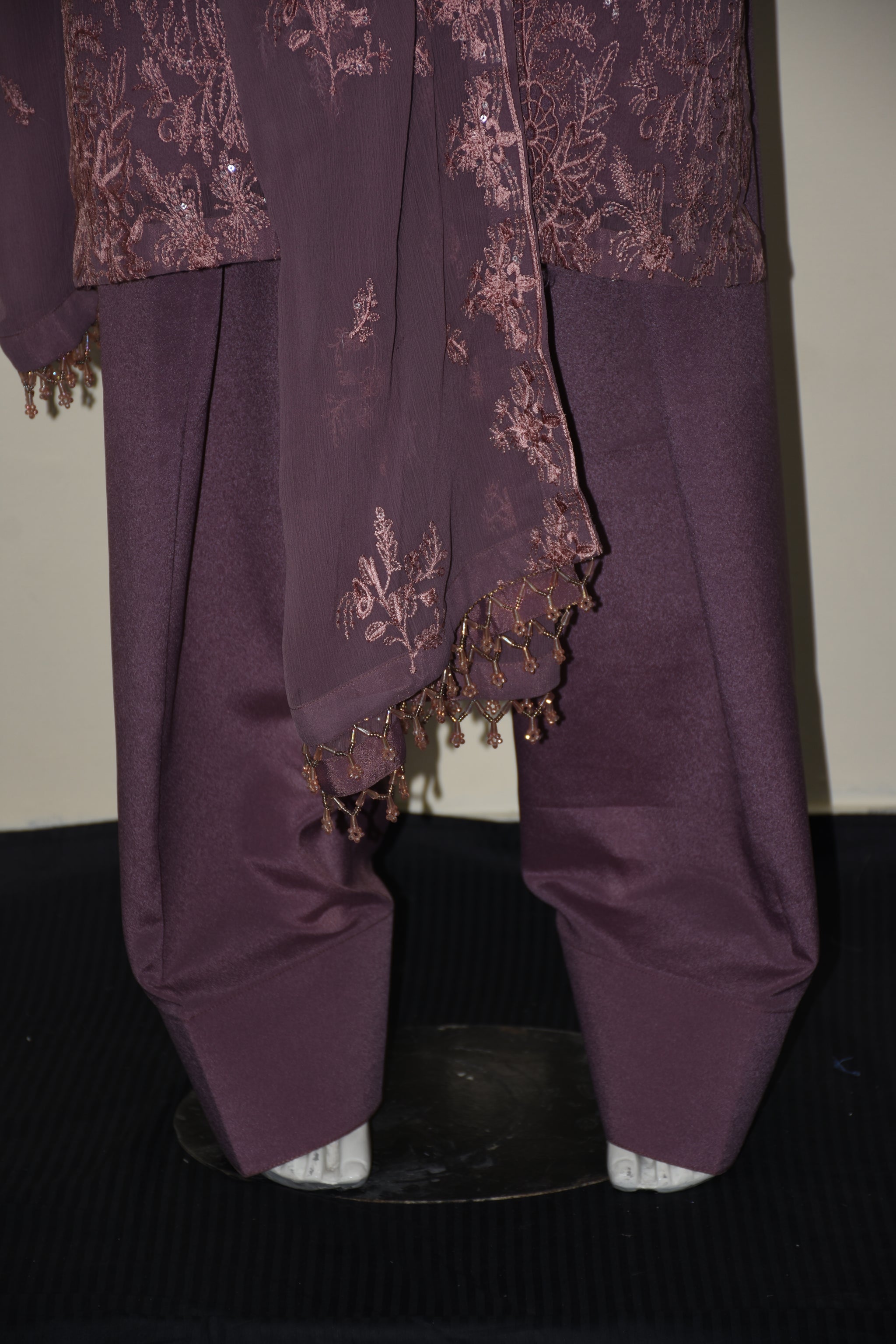 3 pcs chiffon with tilla and cut work