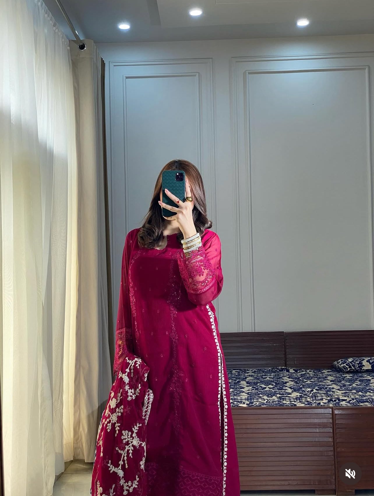 3 pc crinkle chiffon embroidery dress