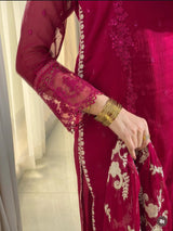 3 pc crinkle chiffon embroidery dress